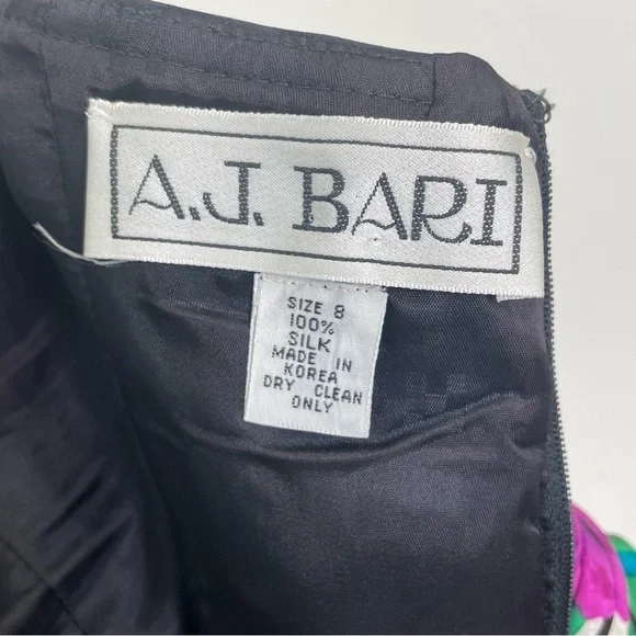 A.J. Bari Vintage 100% Silk Corset Tiered Floral Party Cocktail Dress Size 8 - Picture 10 of 11